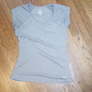 Gray/Silver Nike Dri-Fit Tee With Side Ruching